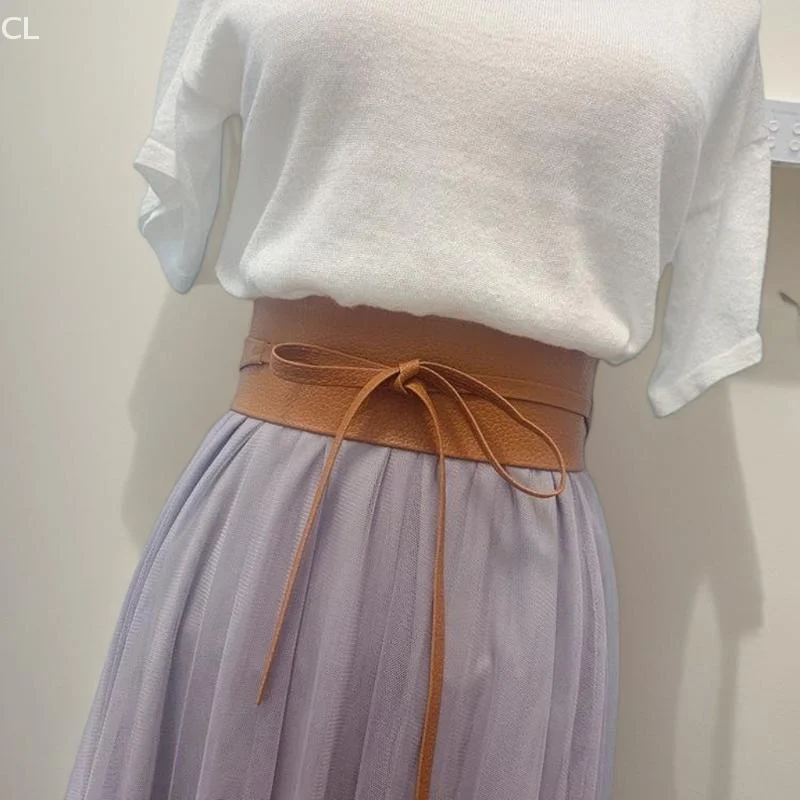 

Модный простой запах с бантом, роскошный широкий пояс, кожаный пояс, корсет, пояс, женское платье, пояса