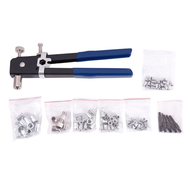 Strumento per rivetti Inserto filettato Kit per rivettatura a mano Dadi Rivettatrice Cassetta degli attrezzi Set Strumenti di riparazione manuali manuali per rivetti automatici Adattatore per trapano