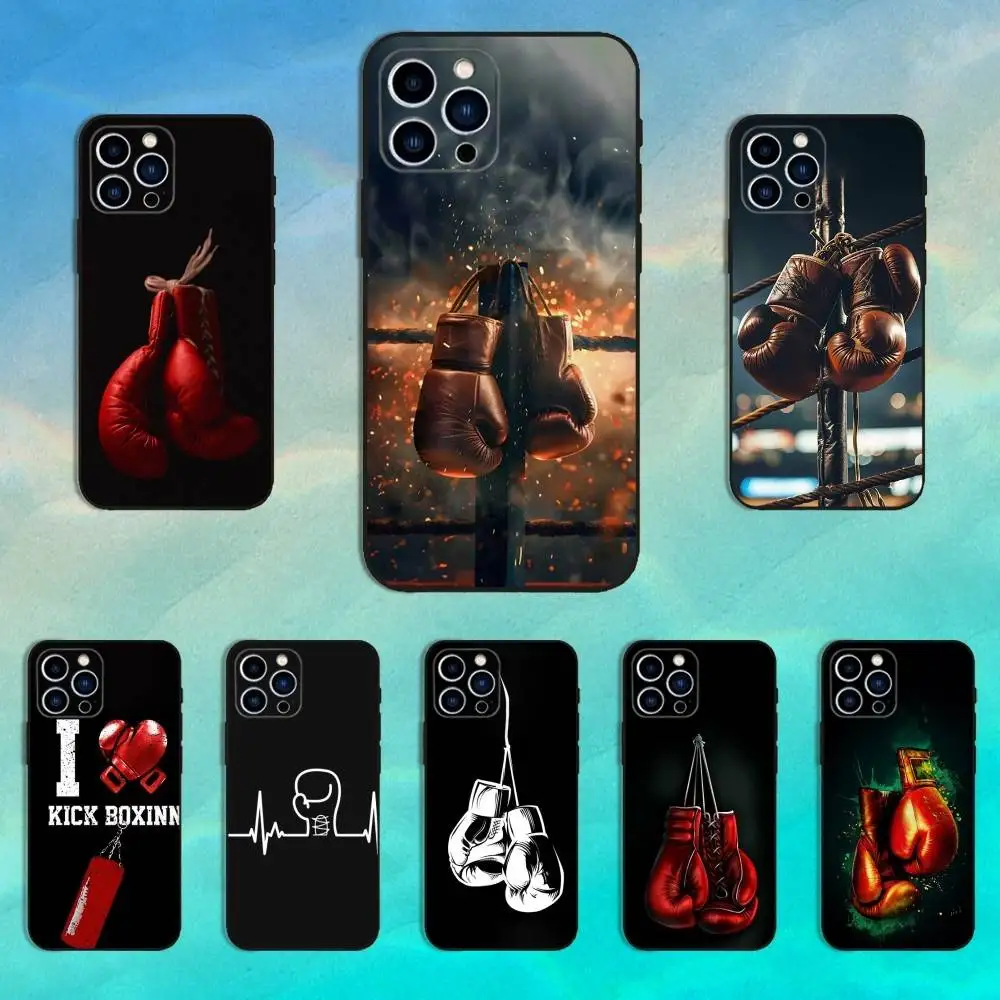 

Boxing Gloves Exercise Phone Case For iPhone 16,15,14,13,12,11 Plus,Pro Max,XS,X,XR,SE,Mini,8,7,Soft Silicone Black Cover