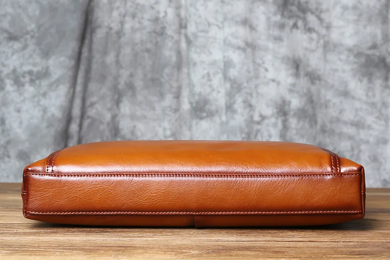 Nzpj Vintage Echt leder Herren Aktentasche natürliche Rindsleder horizontale Handtasche Business Umhängetasche lässige Computer tasche – Detail 7
