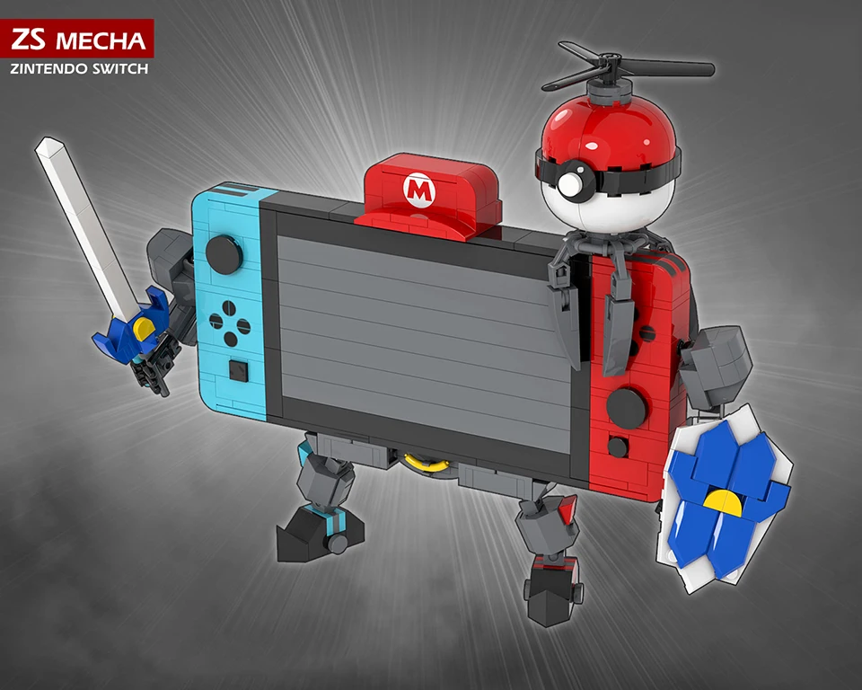 MOC Konsol Game Portabel Retro Lucu Set Blok Bangunan Model Pengontrol Retro Mainan Bata Ide Hadiah