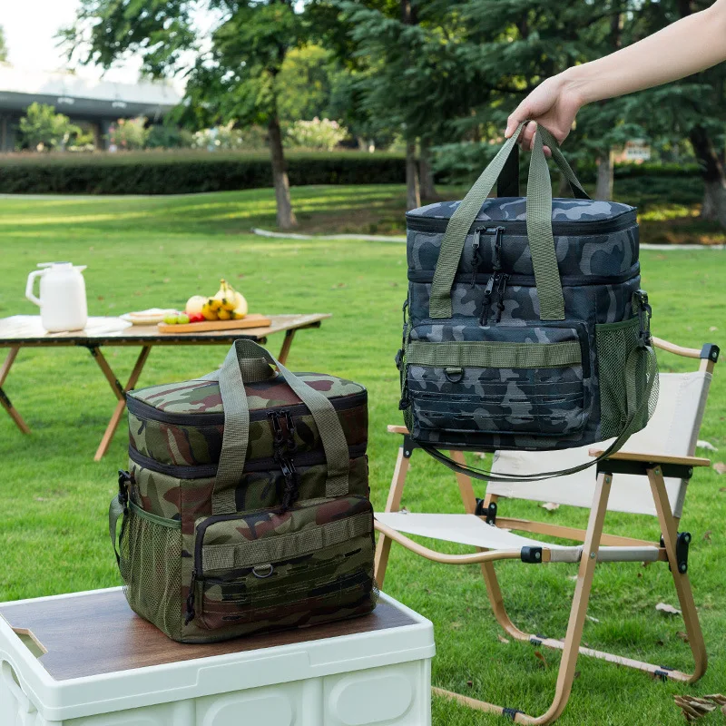Picnic Bag Outdoor Camouflage Fashion Foreign Style Hot-selling Lunch Bag Large Capacity Fresh-keeping Ice Bag Oxford Cloth Lunc