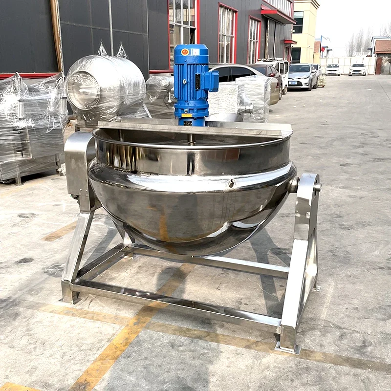 Factory Price Commercial Intelligent Automatic Tilting Electric Fried Rice Mixing Cooking Pot Jacketed Kettle Machine