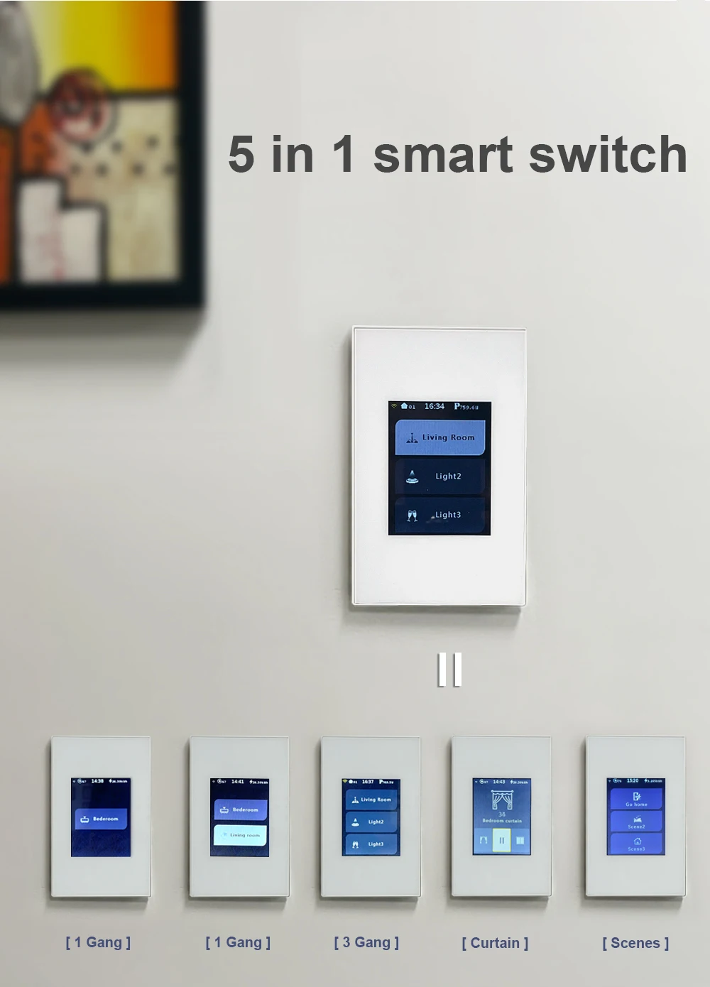2025 New Design Tuya /Homekit/Lanbon 3 System  Integrated Smart Wall Wifi Switch 1/2/3 Gang Curtain Smart Switch Smart Home Life