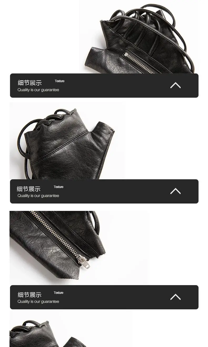 Strap Design Techwear Style Zipper Tactical Leather Gloves Men Women Vintage Hip Hop Punk Fingerless Gloves