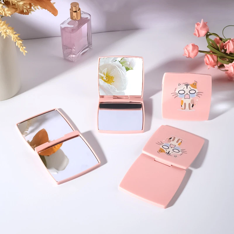 Miroir de Maquillage Pliable et Portable avec Chat à la Mode, Outil Double Face pour Fille, Accessoire Cosmétique de Voyage, Cadeau