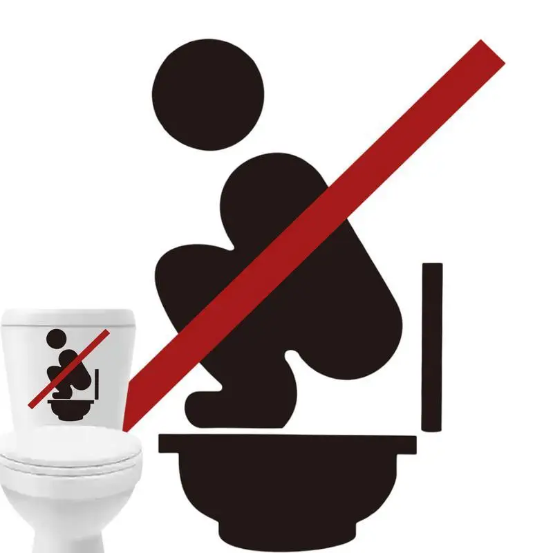 Toilet Warning Sticker No Squatting On The Toilet Waterproof Toilet Stickers Peel And Stick Bathroom Reminder Signs For School
