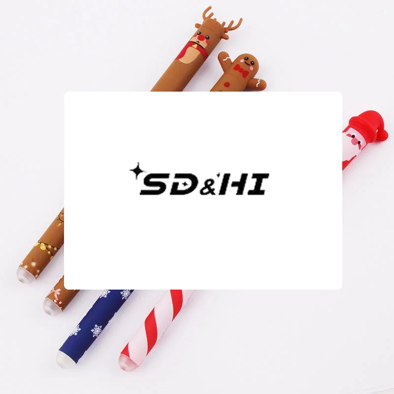 

4 шт., стираемая гелевая ручка на рождественскую тематику, милый Санта-Клаус, снеговик, лось, пряничный человечек, 4 цвета, ручки, студенческие канцелярские принадлежности, подарок