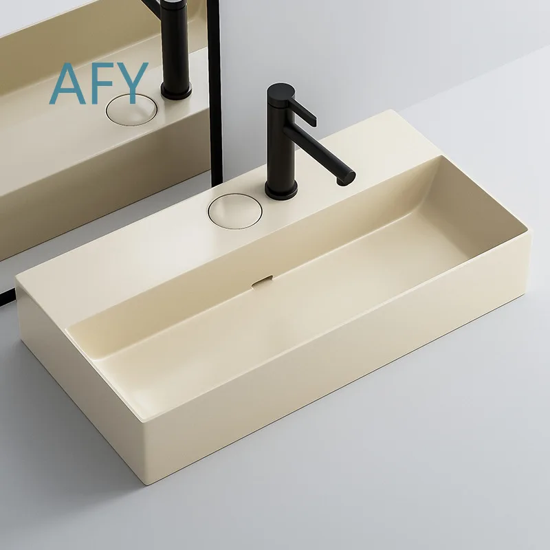 Console Basin for Hidden Launch Balcony Washbasin Milk Oil Wind Style Ceramic Household Single Basin Wall Mounted Bathroom