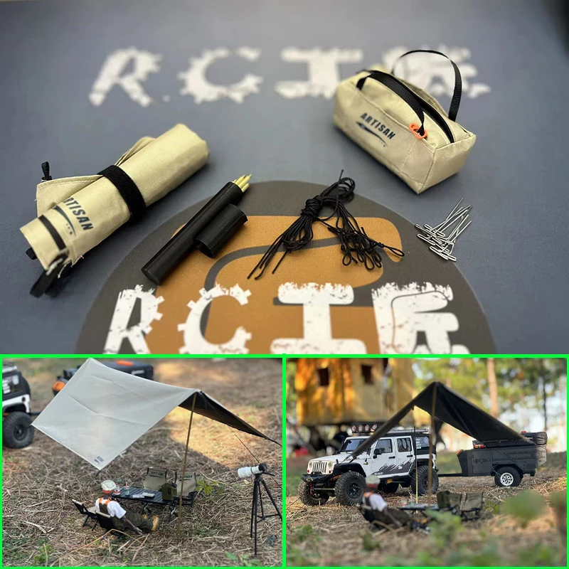 1 Set Tenda di Simulazione Baldacchino Pioggia Pacchetto Attrezzature Esterna per 1/10 RC Crawler Auto Traxxas TRX4 RC4WD SCX10 II RC4WD D90