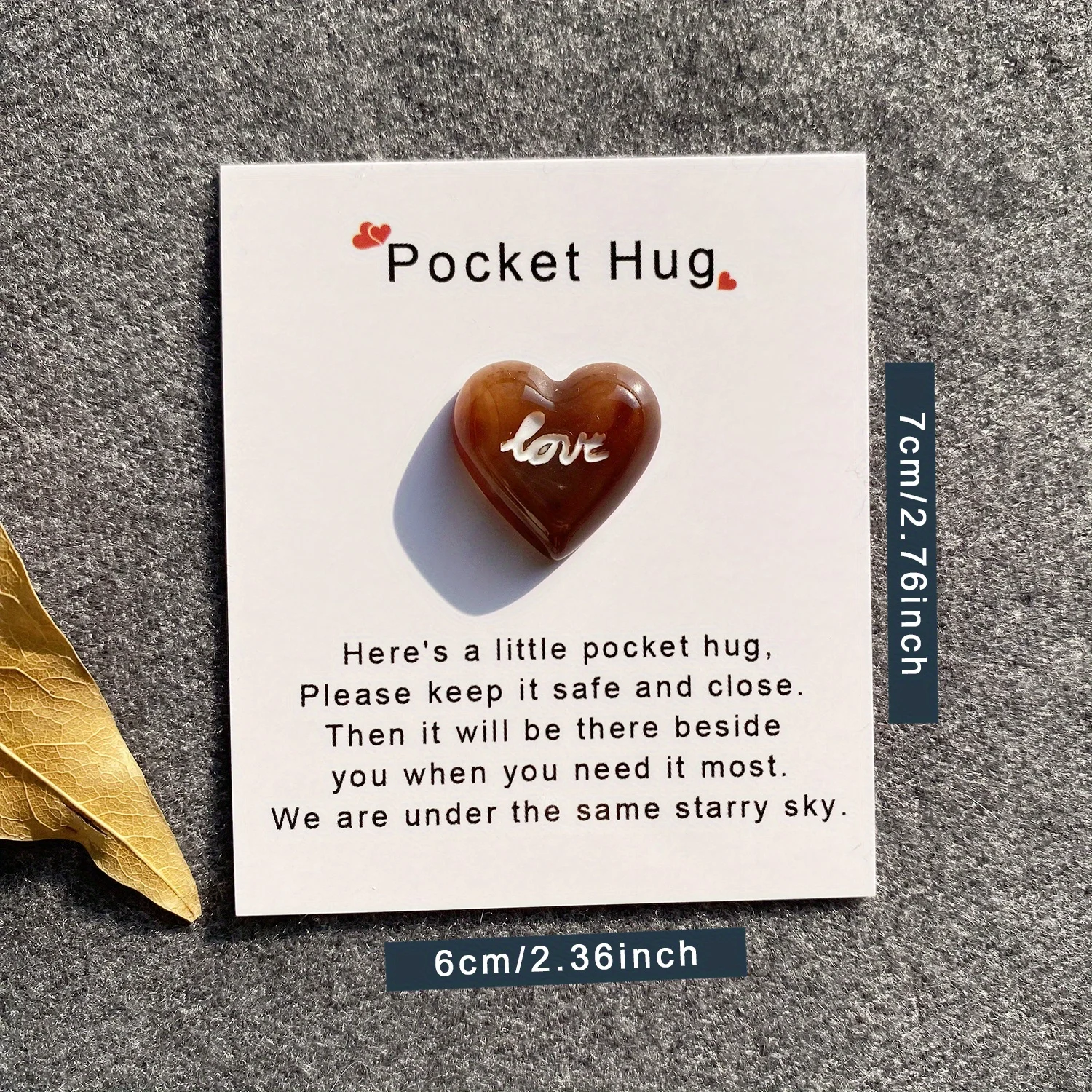 1pc, A Small Love Pocket Hug Card, 3D resin love heart greet card，Special Birthday Wedding Party Valentine's Day Gift, Hug Token