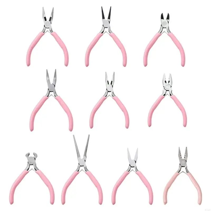 97QE Needle Nose Pliers and Bead Pliers Set Essential Tools for Jewelry Decor Crafts