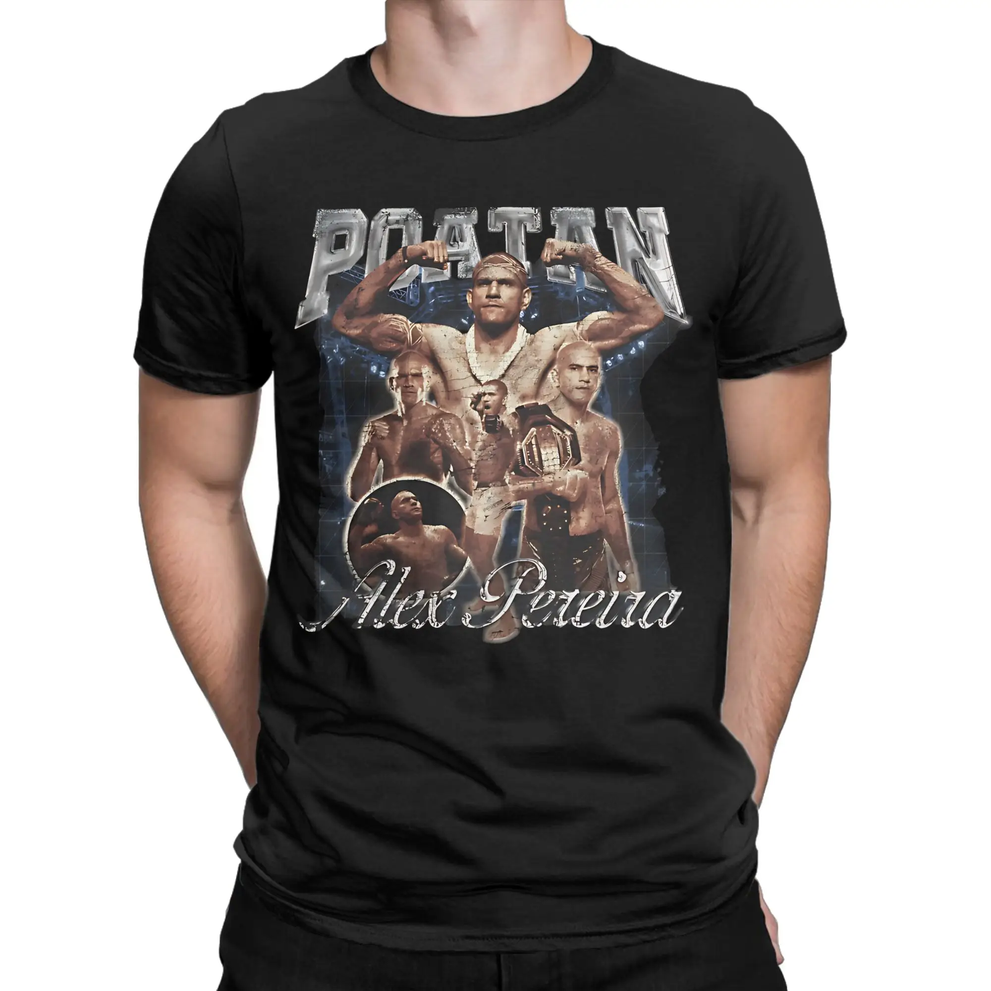 Men's T-Shirts Alex Pereira Poatan Collage Midweight  Unique 100% Cotton Tees Short Sleeve  T Shirt Round Neck Tops Plus Size