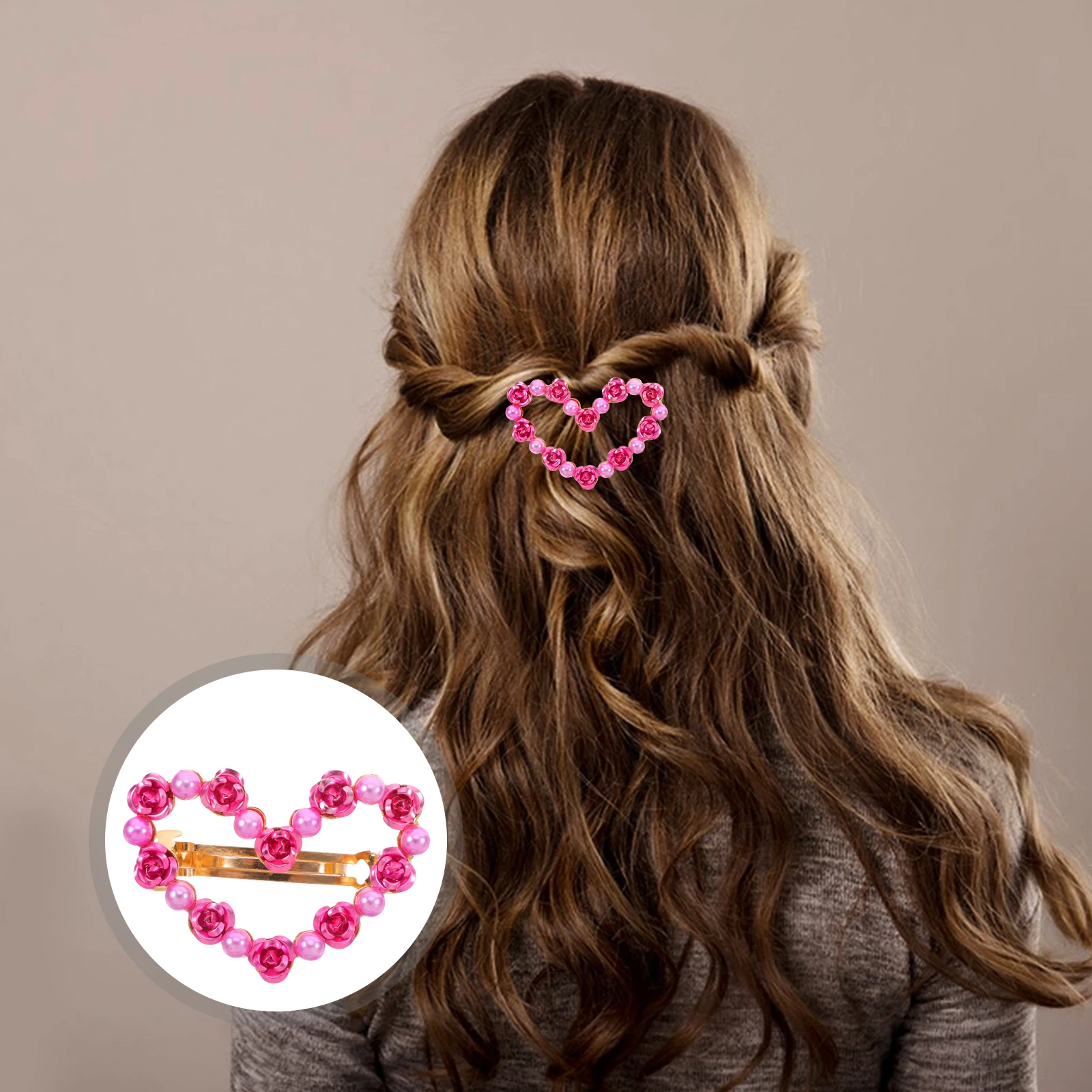 

Heart Shaped Hairpin Clip Rhinestone Barrettes Adorned Grips Comfortable Hollow Design Versatile Daily Wear