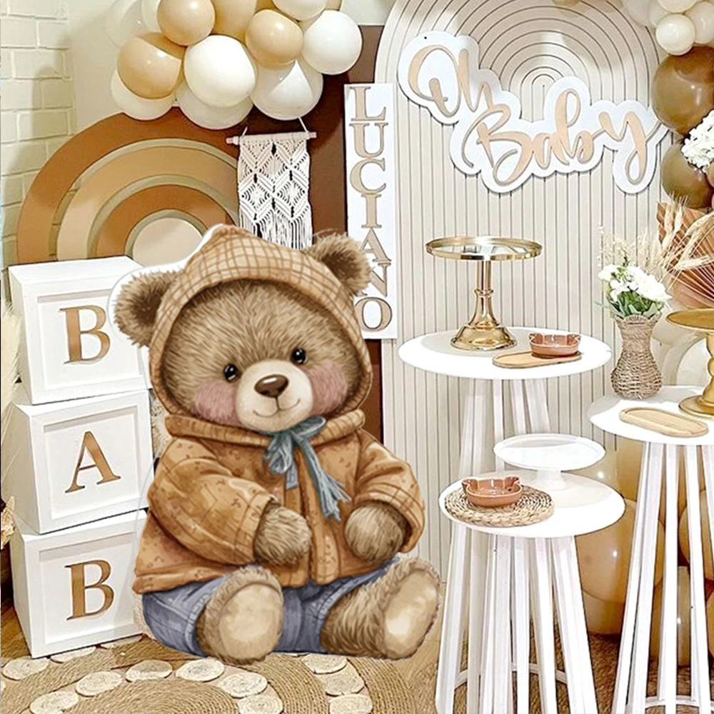 45/61/92cm Teddy Bear Cutouts Cute Brown Bear Backdrop We can Bearly Wait Baby Shower Birthday Party Welcome Baby Photo Props