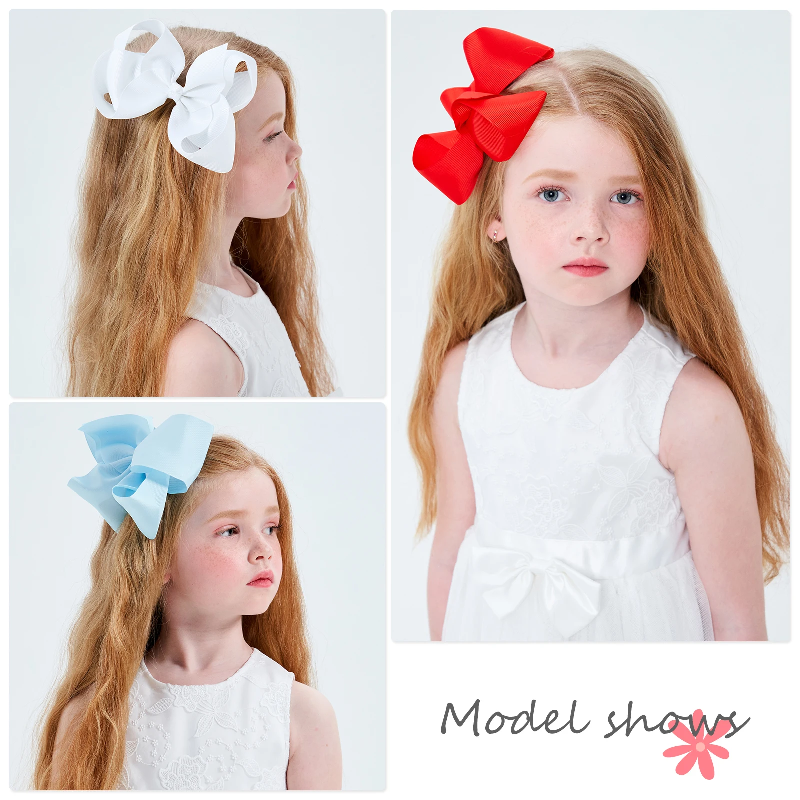 6 pollici grande nastro Grosgrain fiocchi per capelli solidi con clip donna ragazze bambini fermagli per capelli copricapo Boutique spille per