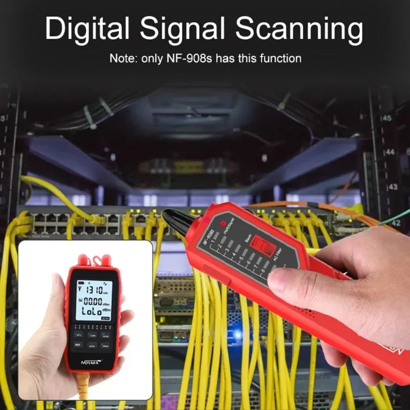 NOYAFA NF-908L All-in-One Fiber Optic Tester Optical Power Meter with Visual Fault Locator Rechargeable VFL