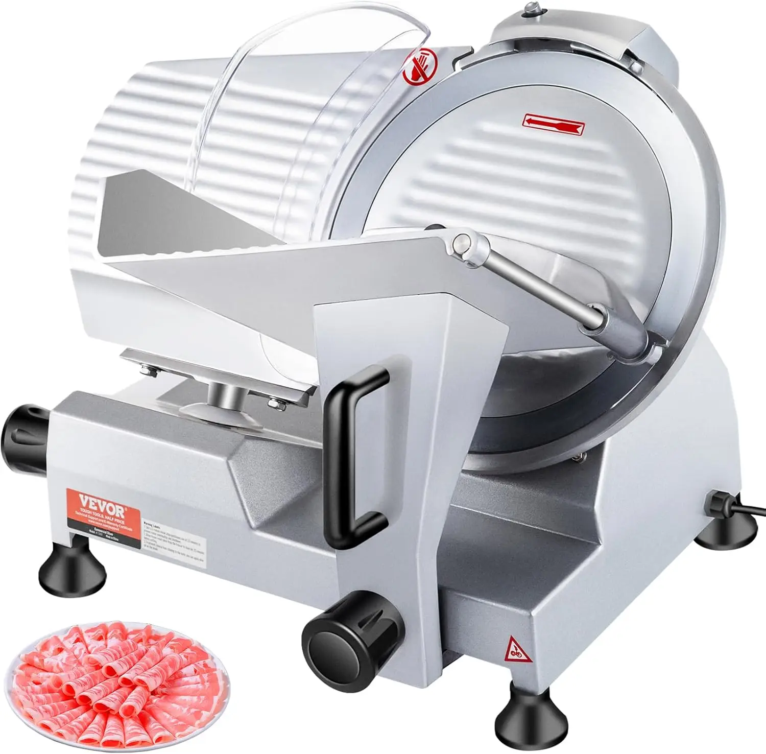 

10-Inch Electric Meat Slicer, 240W Frozen Food Cutter, Semi-Auto Commercial & Home Use with Premium Steel Blade