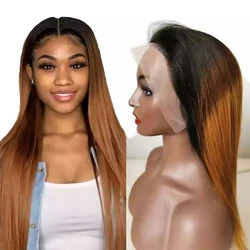 Ombre Lace Front Wig Human Hair 13x4 SPARK Peruki Ludzkie Włosy Wstępnie oskubane z Baby Hair 180 Gęstość 1B/4/30 Kolorowe Peruki