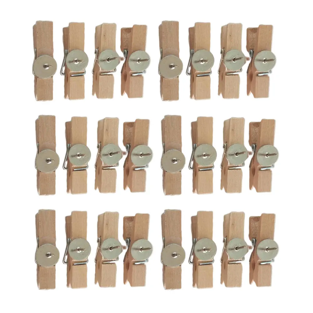 

50Pcs Wooden Clips Metal Fixation for Photos Notes Paintings Display Home Office School Decoration Wood Color 45x7mm Simple