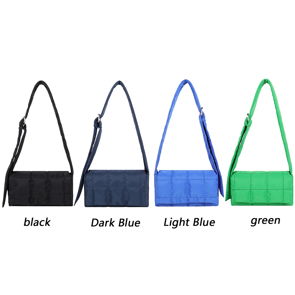 Fashion Vertical Square Shoulder Bag Retro Bag Padded Handbag Winter Warm Tote Bag Small Flap Tote Handbag