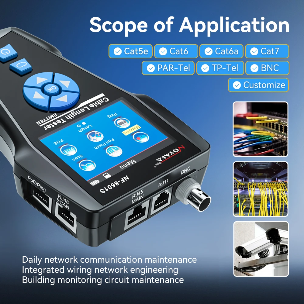 NOYAFA Network Cable Tester NF-8601S Cable Tracker Anti Interference Ethernet Cable Tester PoE PING Tester Network Tools