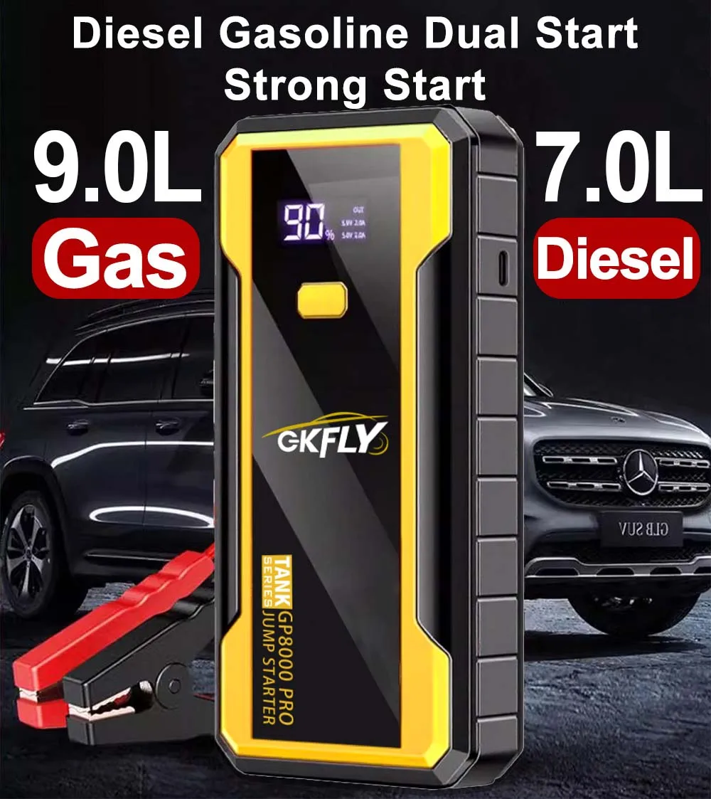 GKFLY Power Bank 24000mAh Jump Starter Portable Charger Car Booster 8000A 12V Auto Starting Device Emergency Car Battery Starter