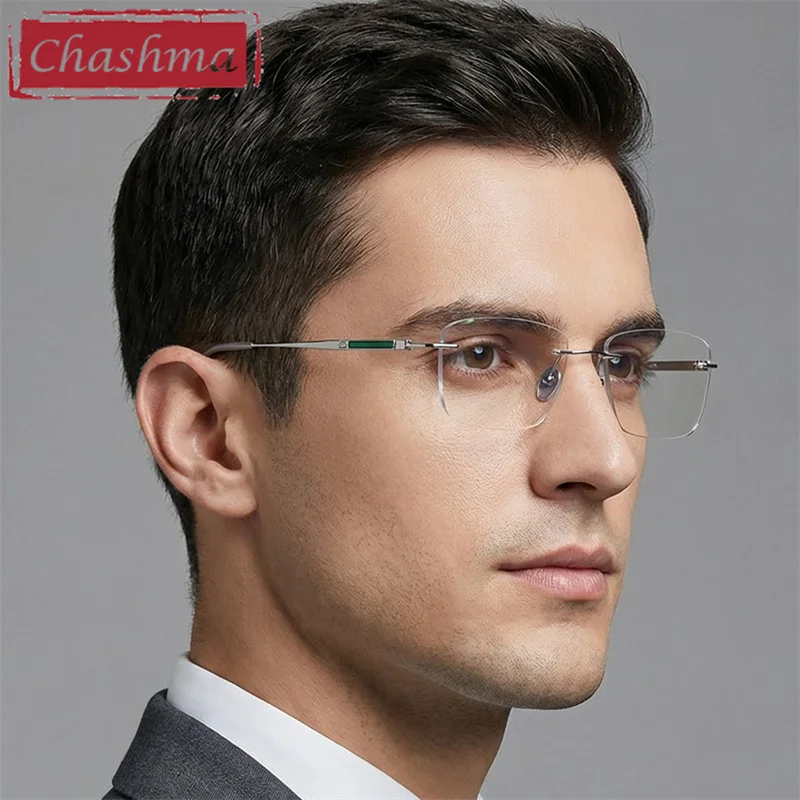 

Chashma Pure Titanium Glasses Jade Eyewear Rimless Prescription Glasses High End Men Frame Spectacle Myopic Glasses Frameless