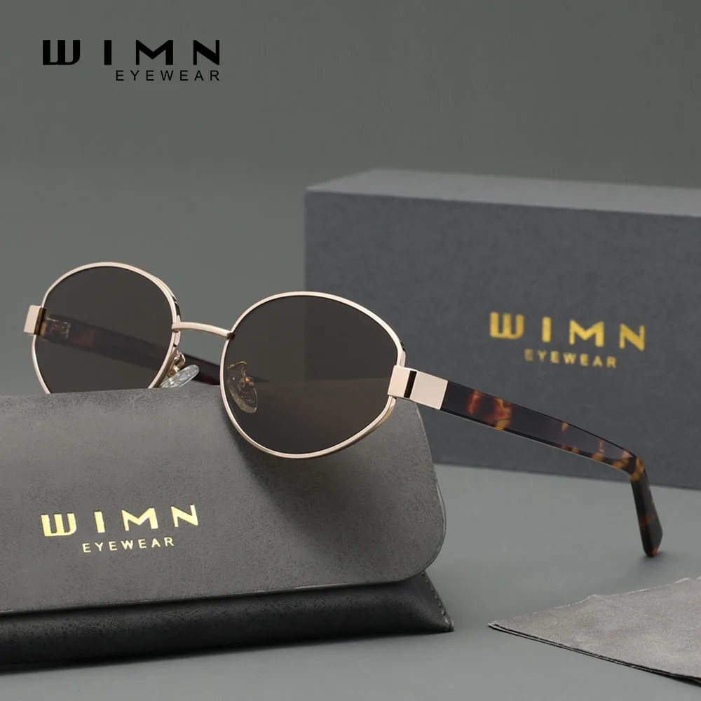 Genuine WIMN Oval Sunglasses For Men Women Polarized UV400 Retro Alloy Frame Anti-glare Glasses Driving Accessory Eyewear