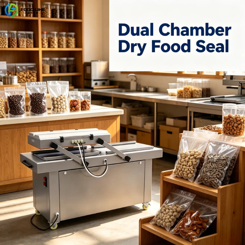 Double Chamber Vacuum Sealer Commercial Food Packing Machine with Adjustable Size for Restaurant Kitchen Bulk Storage