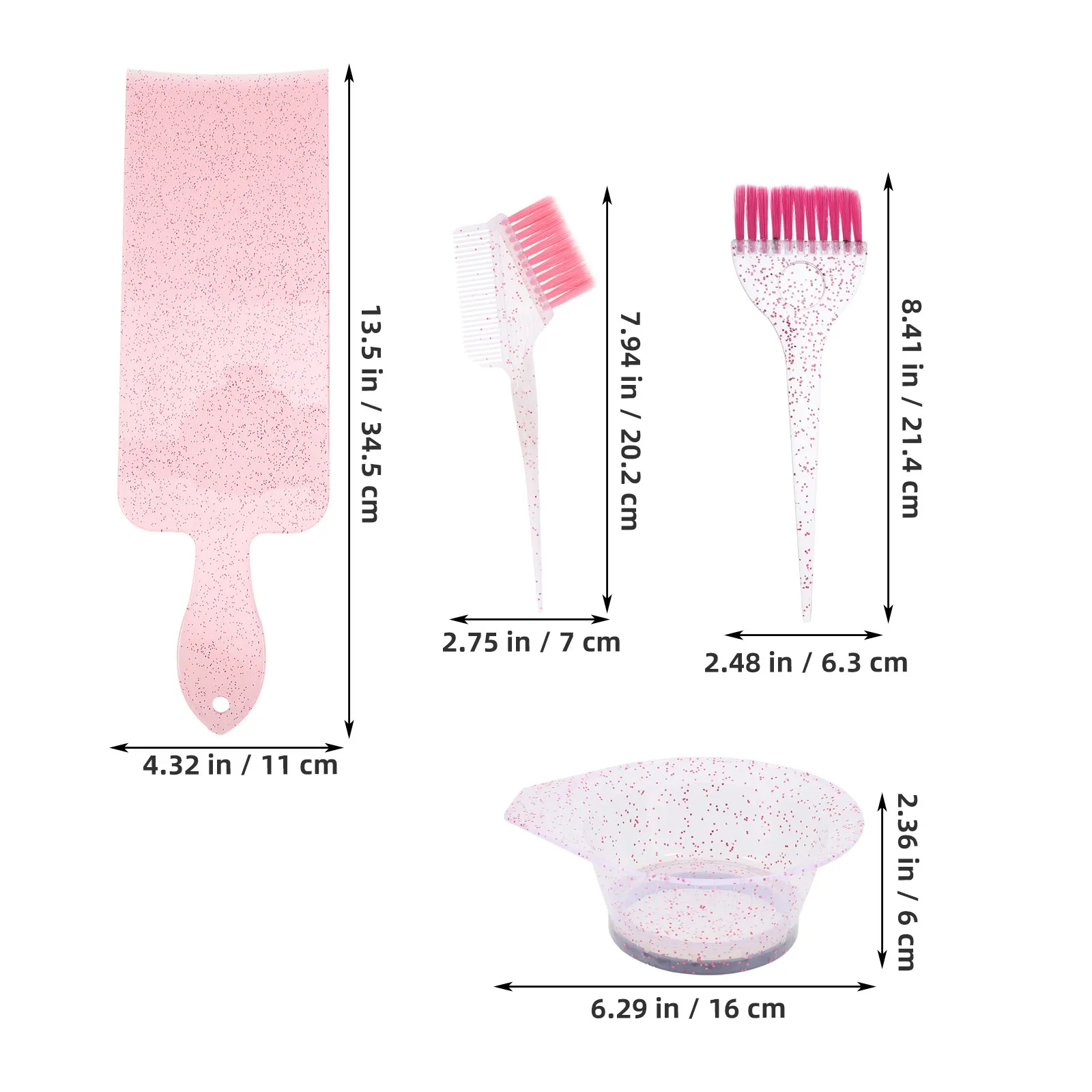 1Set Hair Color Brush and Bowl Set Shimmering Finish Ergonomic Design Dual Function Brush Comb Side Mess Free Hair Dye Kit Home