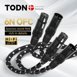 TODN HIFI xlr audio cable Stereo high purity 6N OFC gold-plated xlr plug Male to female for microphone mixer