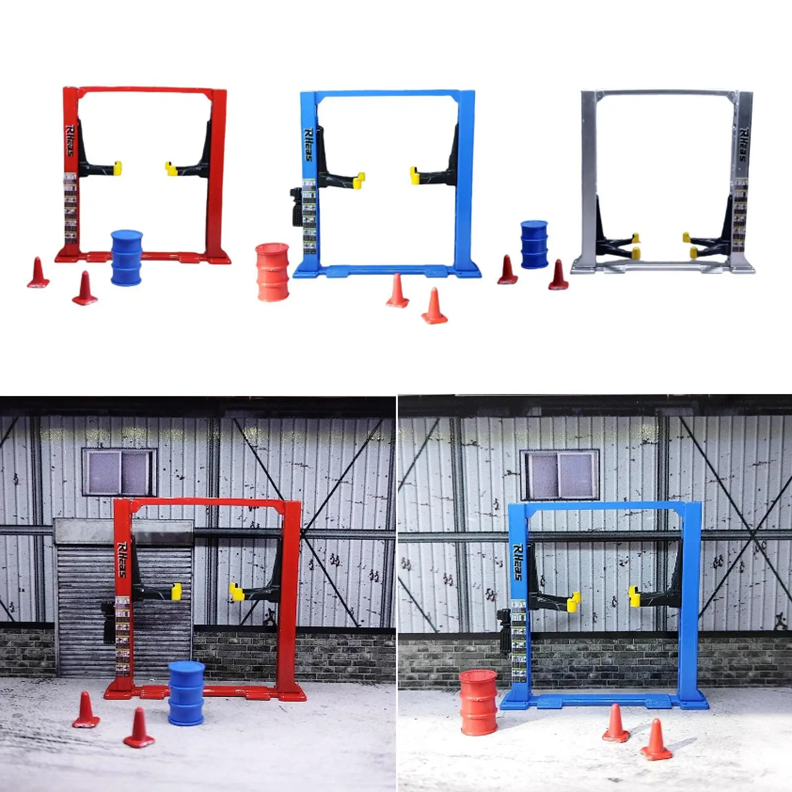 

1/64 Diorama Garage Tools Lift Gantry Oil Drum Display Scene Model Miniature
