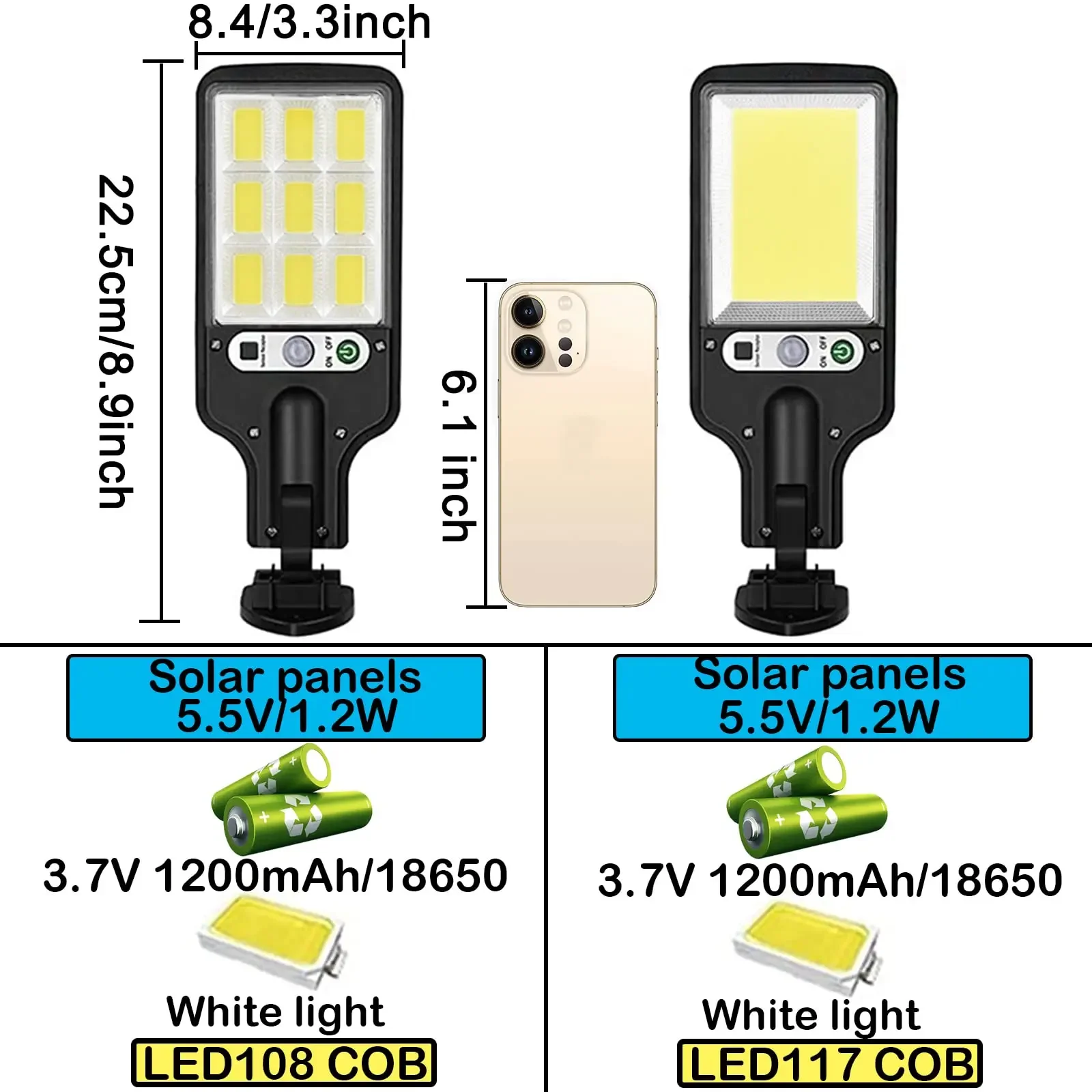 Imagem -05 - Motion Sensor Security Lamp para Jardim Solar Street Lights ao ar Livre Impermeável Pátio Caminho Quintal 2500w Light Mode