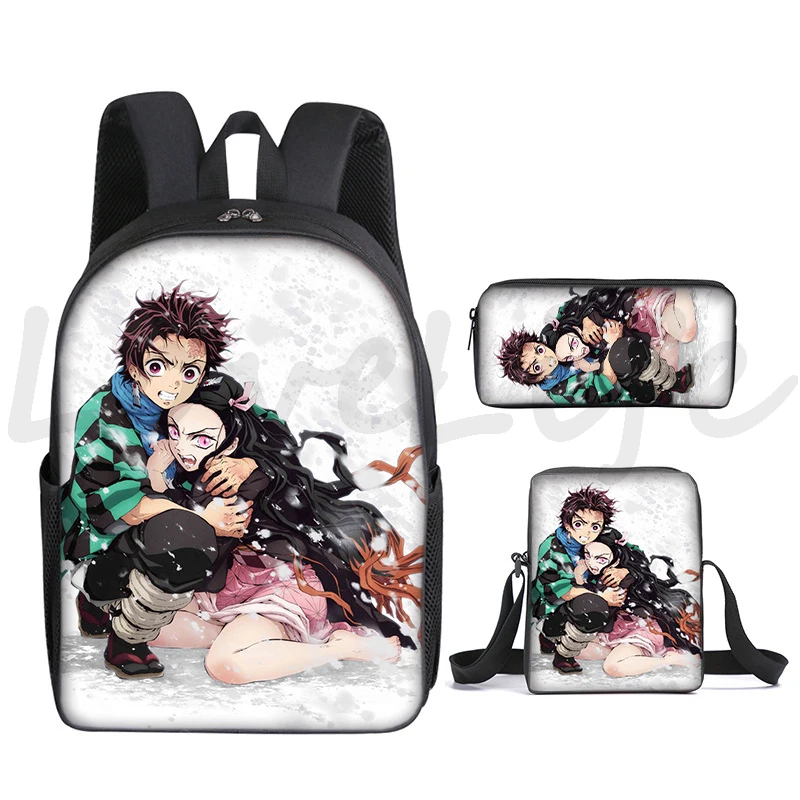 Plecak Demon Slayer 3 zestawy Mochila dzieci nastolatki tornistry Nezuko Tanjirou Bookbag nastolatki torby podróżne chłopcy plecak Anime