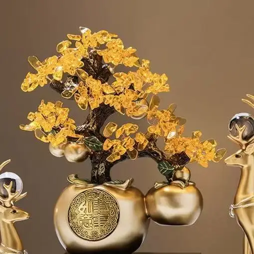 for-27X12X37cm Topaz Rich Tree Persimmon Ruyi Decoration Home Accessories Living Room Porch Decoration#