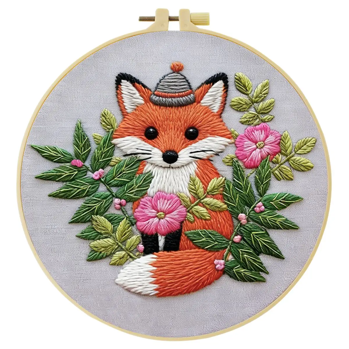 1 Stück 20X20CM/15X15CM 7,87/6,3 Zoll Fuchs-Stickerei-Starter-Kit DIY-Kit DIY-Stickerei-Set Handarbeiten Malerei Nadelkunst – Detail 3
