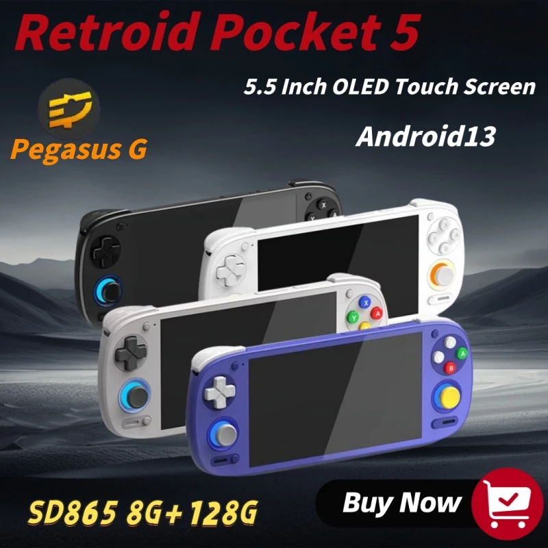

Retroid Pocket 5 Retro Handheld Game Console 5.5Inch AMOLED Touch Screen SD865 Video Game Consoles 8G+128G Android13 PSP PS2 RP5