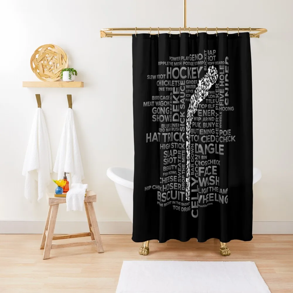 Hockey Players and Slang Shower Curtain Set For Bathroom Waterproof Shower In The Bathroom Waterproof Fabric Bathroom Curtain