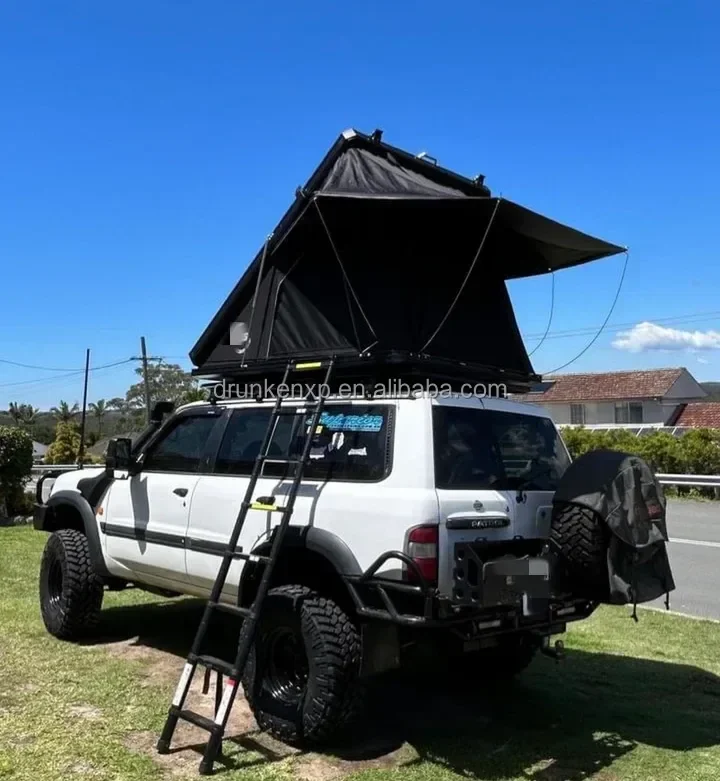 DrunkenXp Upgraded Double Slots Solar Panel Aluminum Corners Hard Shell Triangle Car Roof Top Tent