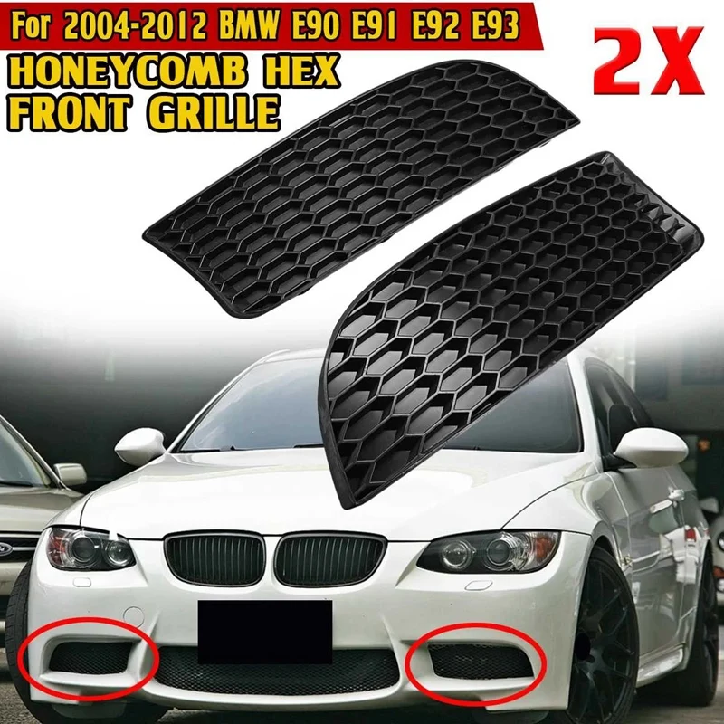 E90 High Quality M3 Style Car Font Lower Bumper Fog Lights Grille Cover Lamp Grill For BMW E90 E91 E92 E93 2004-2012