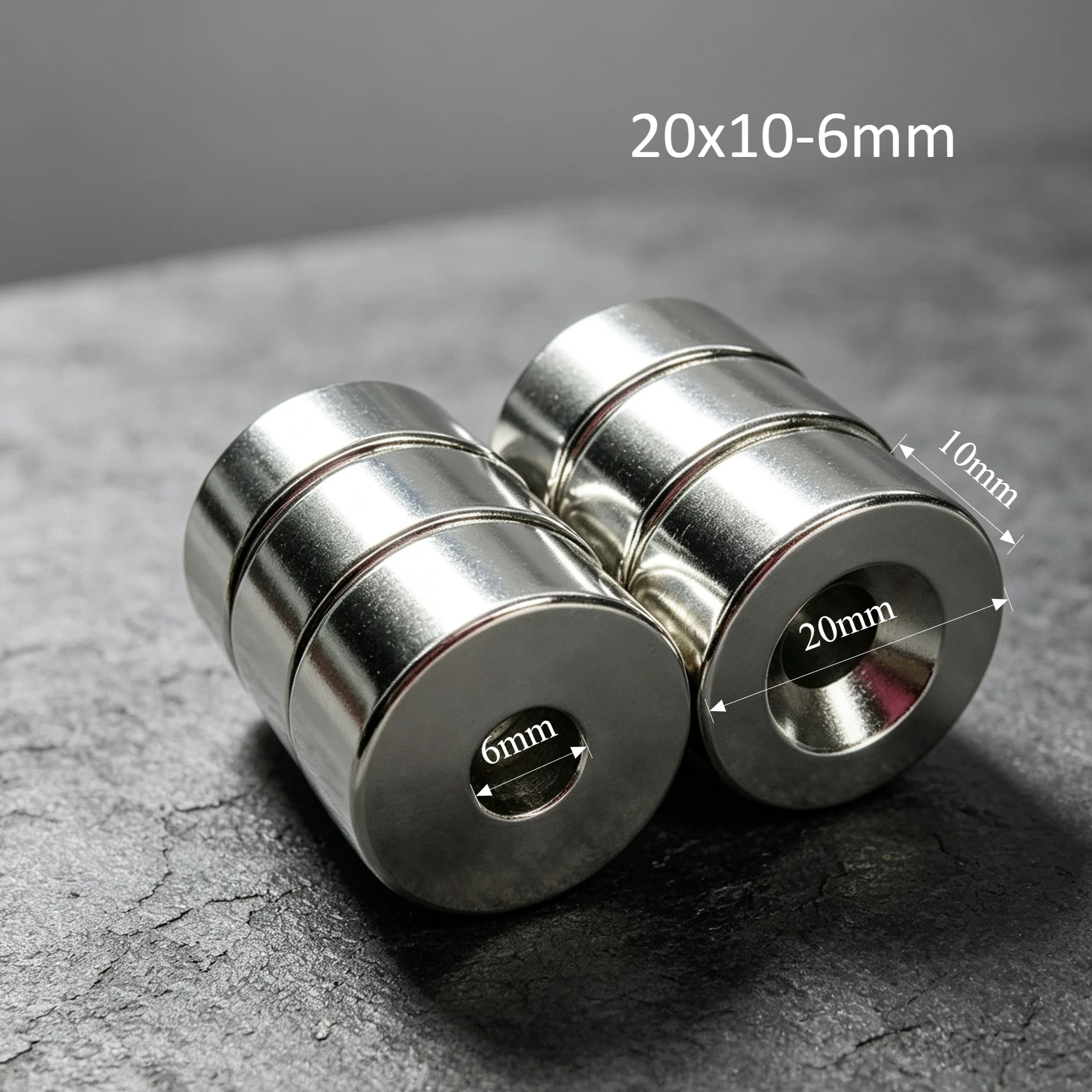 20x10‑6mm N35 Round Countersunk Neodymium Magnet 6mm Hole Super Strong Cylinder Permanent NdFeB Rare Earth Magnetic Magnets