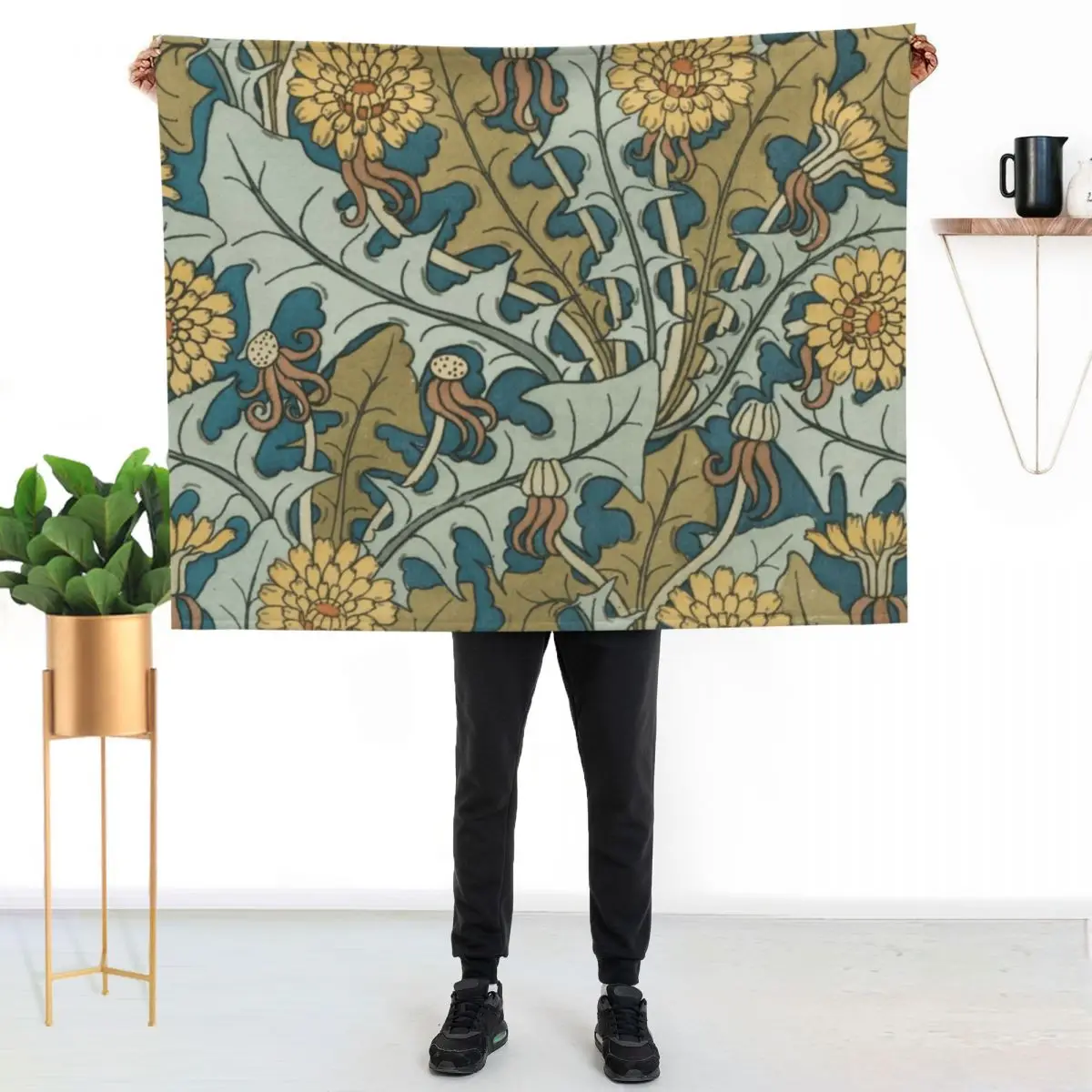 Art Nouveau Dandelion Throw Blanket for sofa Luxury Designer Plaid Heavy warm winter Nap Blankets