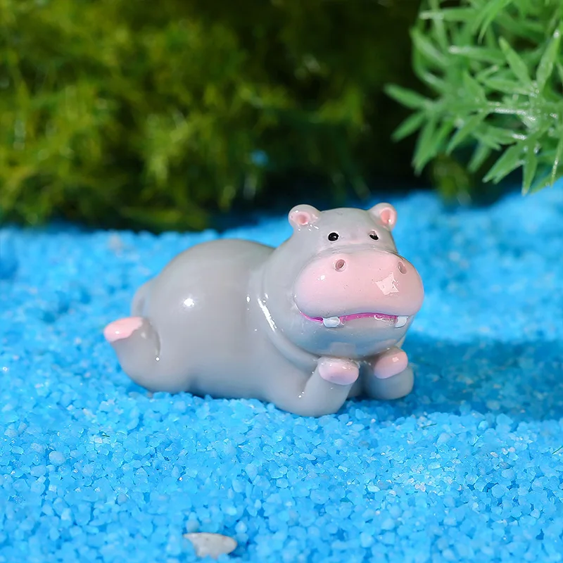 

12 Pcs Cute Playful Ornaments Hippo Cake Decorations Decorate Resin Animal Cupcake Topper