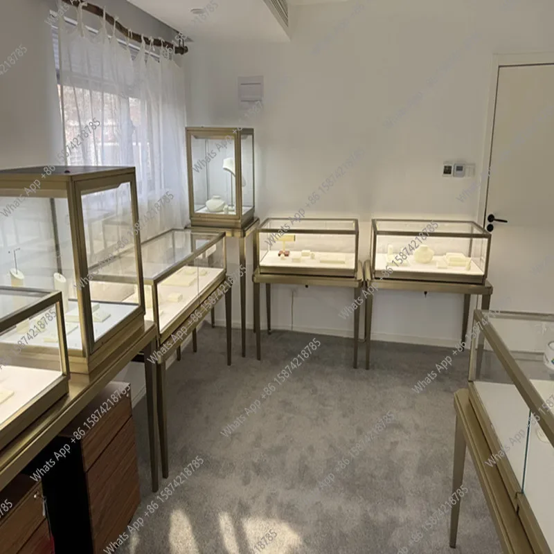 MX Jewelry Display Cabinet Stainless Steel Gold Jade Jewelry Display Cabinet With Light Lock High-end Combination Customization