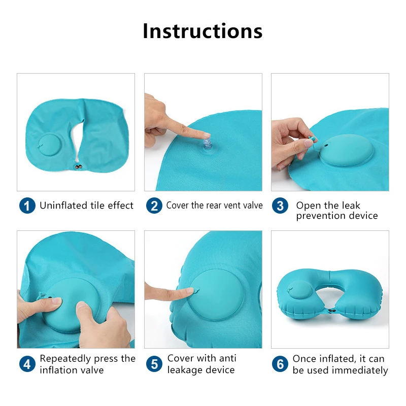 Inflatable Neck Pillow U Shape Air Pillow Neckrest Head Rest Portable Travel Sleeping Resting Travel Pillow For Airplane Train