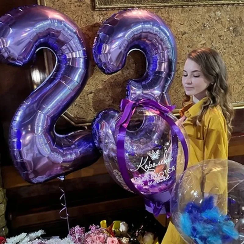 Globos de cumpleaños para niño y niña, globo con número morado de 32 pulgadas, decoración para fiesta de cumpleaños, aniversario de 9/1/3 años