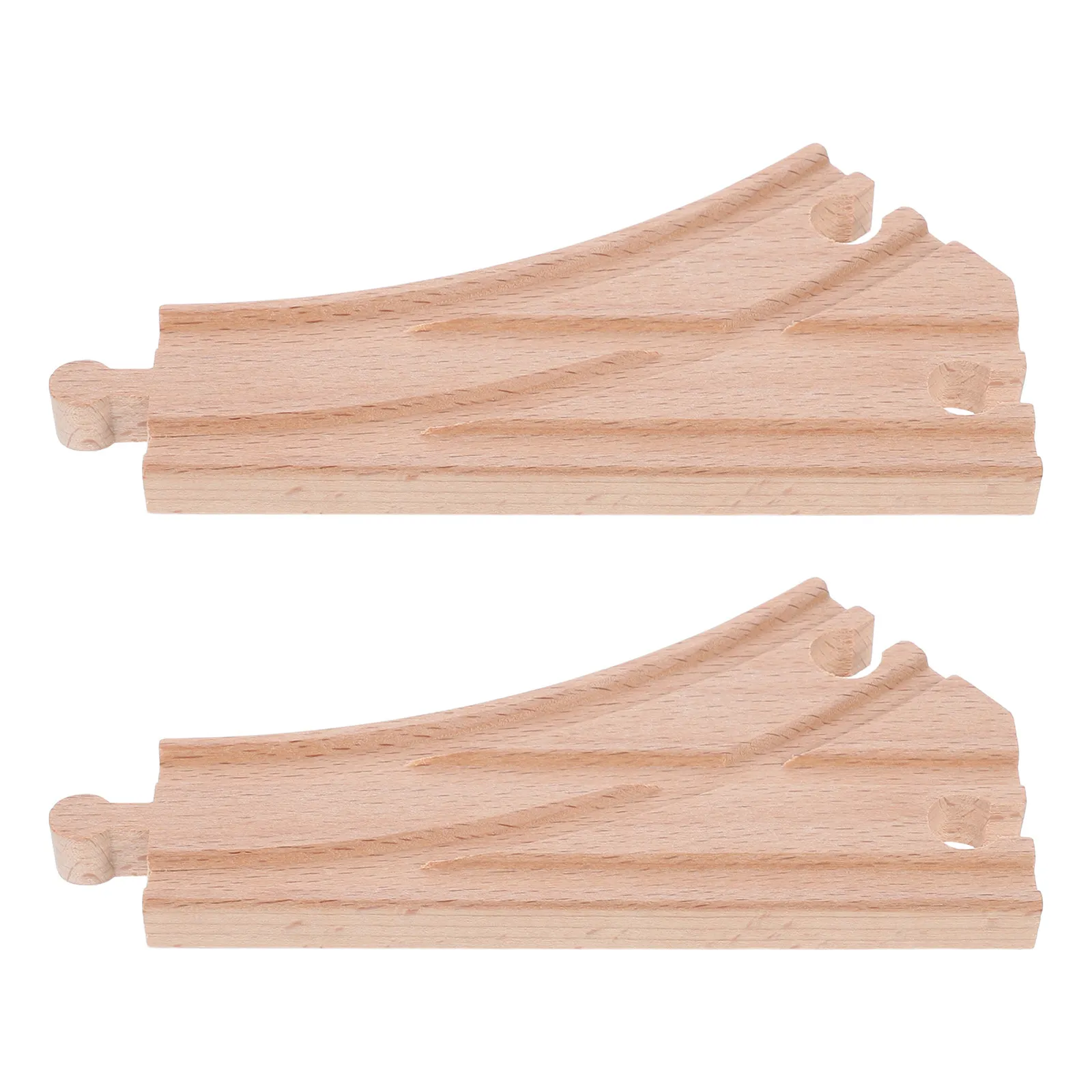 

2Pcs Wooden Train Track Accessories Railway Switch Tracks Multi-Way Connectors Expandable Educational Train System for Kids