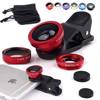 3 in 1 Fisheye Wide Angle Micro Camera Lens for iPhone 0.67X Wide Angle Zoom Fish Eye Len on Smartphone Lenses with Phone Clip