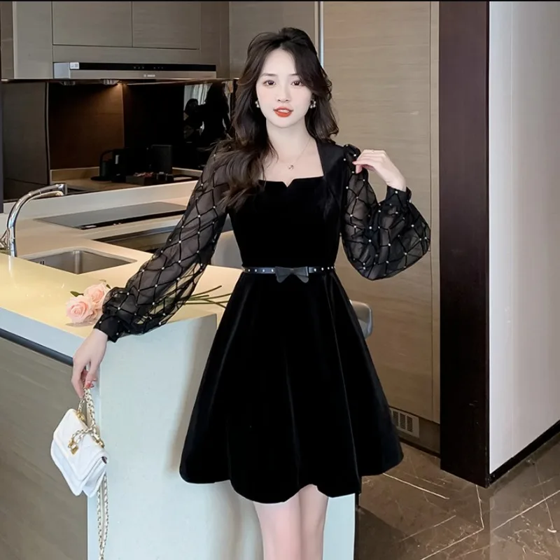 Splicing Dresses for Women on Sales Party Clothes Sale Clearance Elegant Chic Thic Pretty Evening Prom Woman Long Sleeve Dress